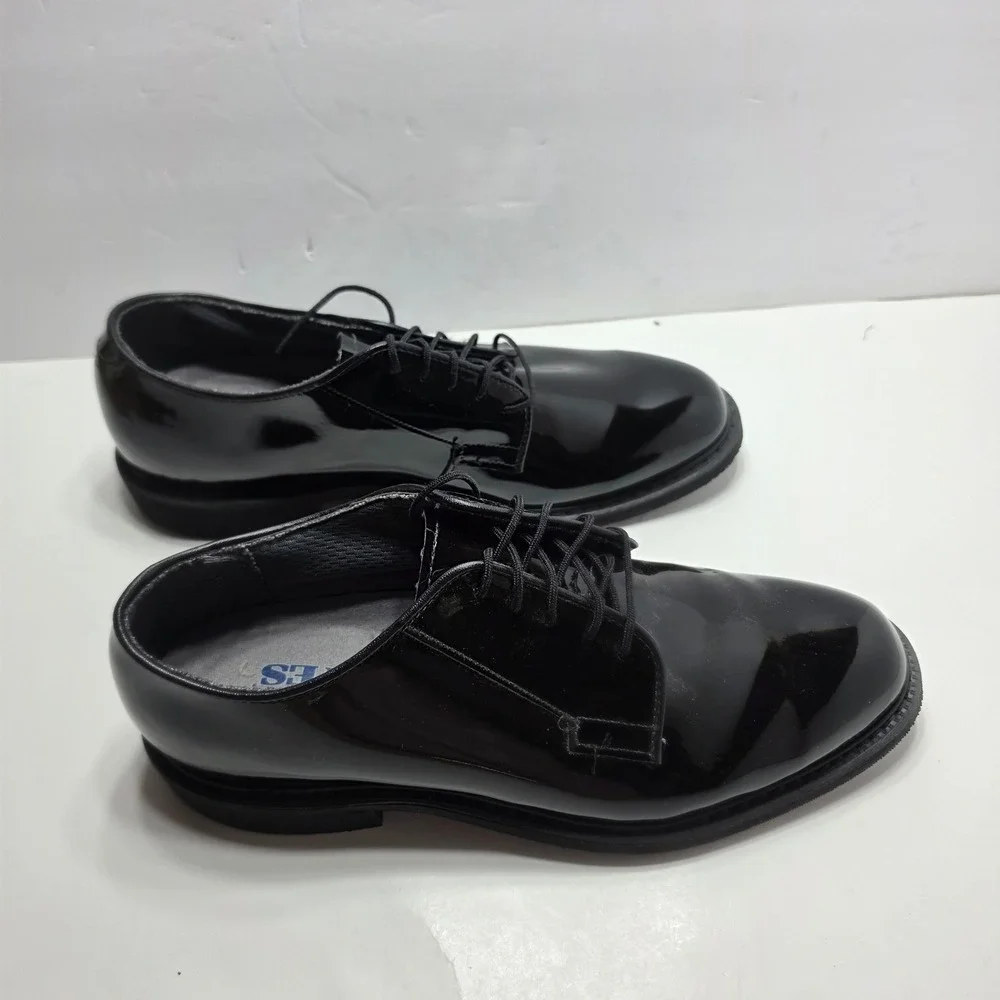 Bates Mens Lites High Gloss Oxford Black Dress Shoes 00941E Vibram Sole 10 D